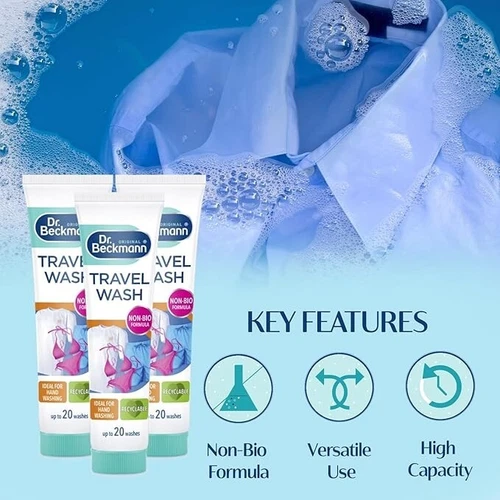 Dr. Beckmann Non-Bio Travel Wash 100ml Clean Laundry On the Go Up to 20 Washes
