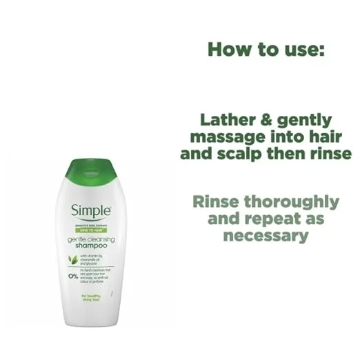 Simple Kind To Hair Gentle Care Shampoo – 400ml Bottle – For Sensitive Scalp